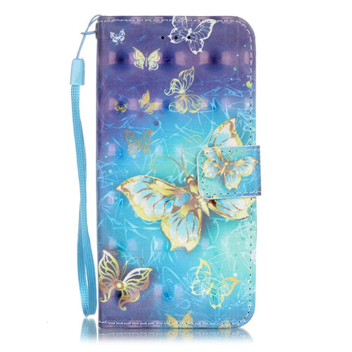 Patterned Leather Stand Flip Cover for iPhone SE (2020)/SE (2022)/8/7 4.7 inch - Beautiful Butterflies - 1