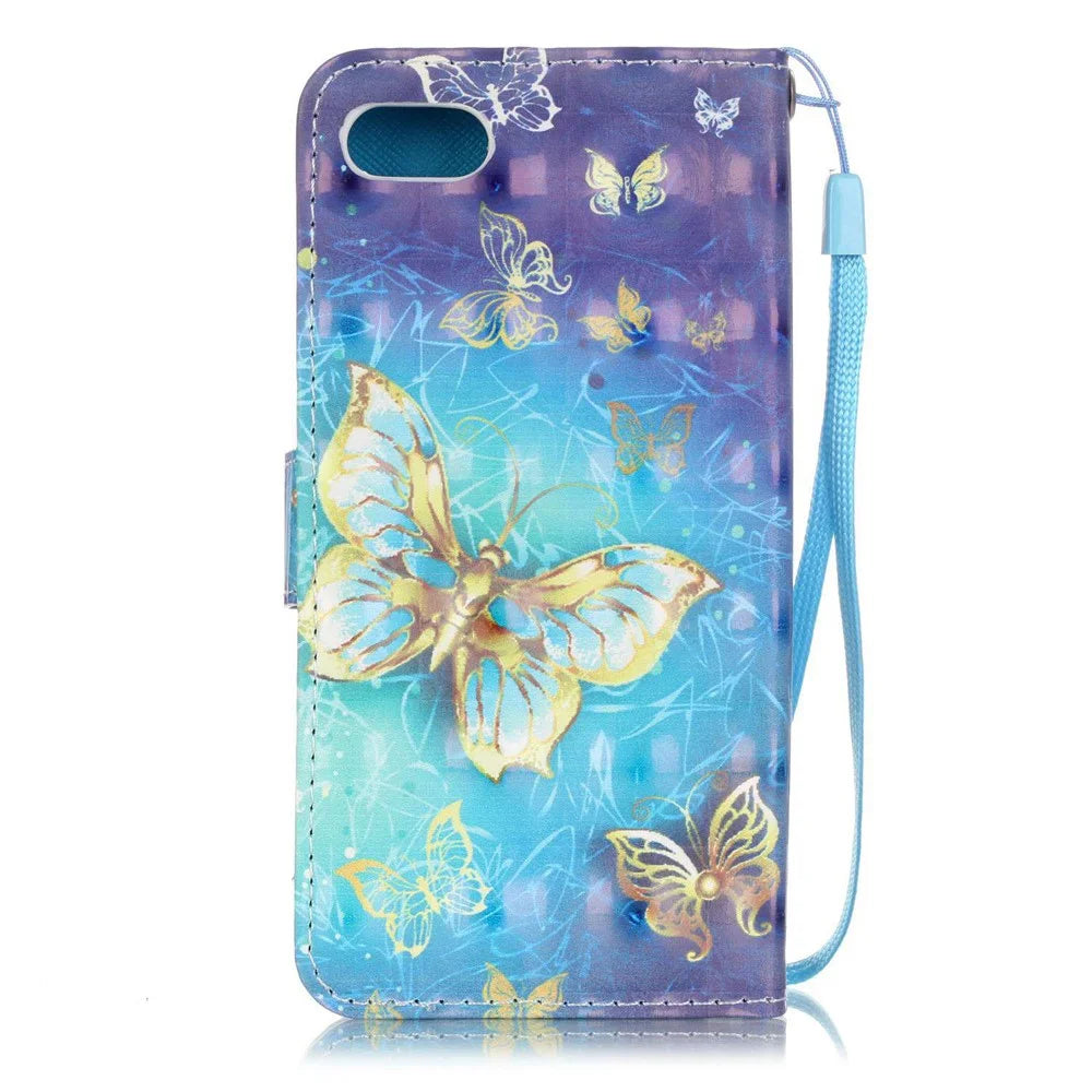 Patterned Leather Stand Flip Cover for iPhone SE (2020)/SE (2022)/8/7 4.7 inch - Beautiful Butterflies - 2