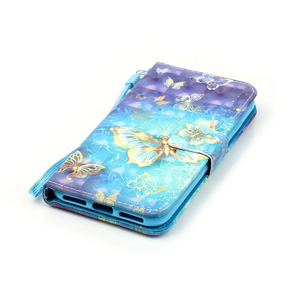 Patterned Leather Stand Flip Cover for iPhone SE (2020)/SE (2022)/8/7 4.7 inch - Beautiful Butterflies - 4