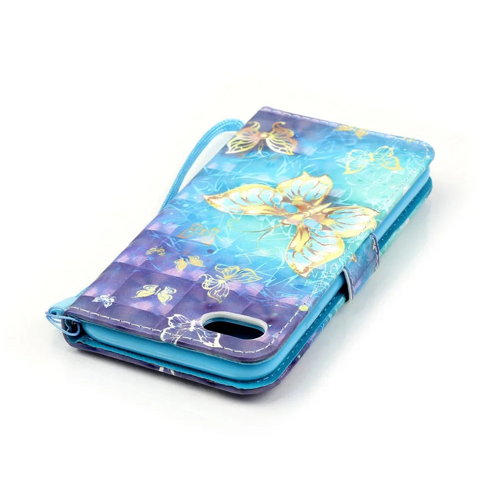 Patterned Leather Stand Flip Cover for iPhone SE (2020)/SE (2022)/8/7 4.7 inch - Beautiful Butterflies - 5