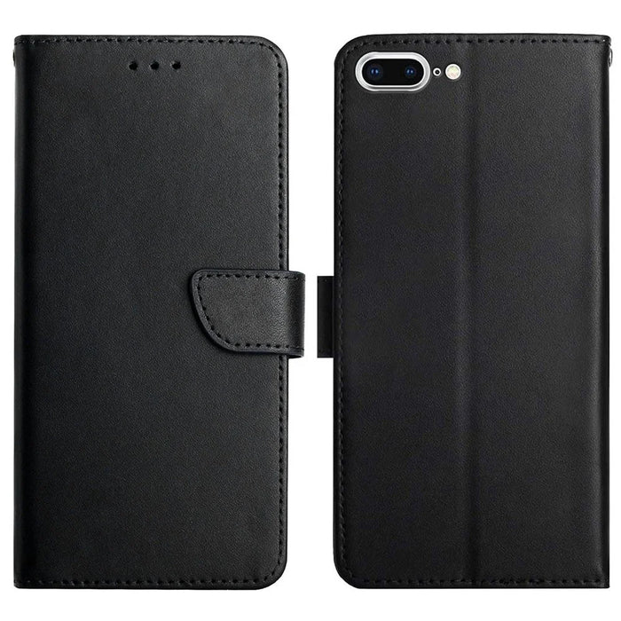 Anti-fingerprint Design Top Layer Genuine Leather Nappa Texture Wallet Stand Full Body Protective Phone Case for iPhone 7 Plus/8 Plus 5.5 inch - Black - 1