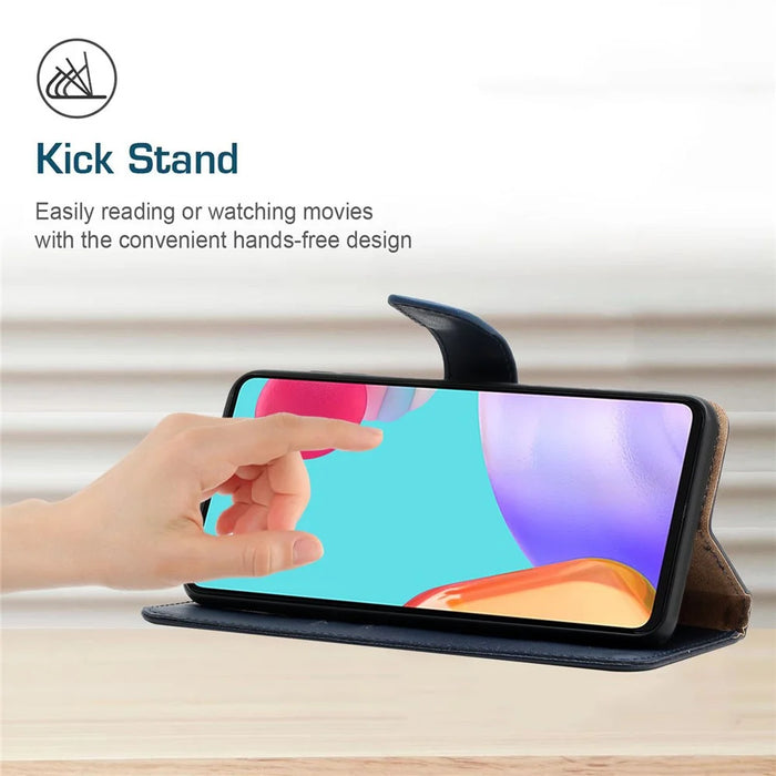 Nappa Texture Solid Color Case Wallet Design Genuine Leather Magnetic Closure Phone Shell with Stand for iPhone 13 Pro Max 6.7 inch - Blue - 2