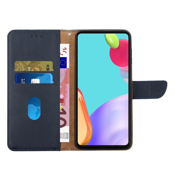 Nappa Texture Solid Color Case Wallet Design Genuine Leather Magnetic Closure Phone Shell with Stand for iPhone 13 Pro Max 6.7 inch - Blue - 4
