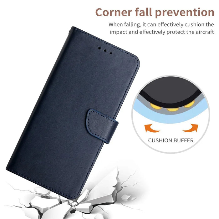 Nappa Texture Solid Color Case Wallet Design Genuine Leather Magnetic Closure Phone Shell with Stand for iPhone 13 Pro Max 6.7 inch - Blue - 5