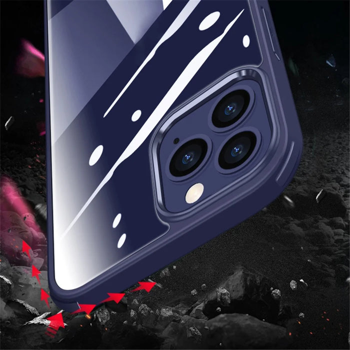 Shock Resistant Double-sided Tempered Glass Phone Case Phone Covering with TPU Edge for iPhone 13 Pro Max 6.7 inch - Black - 4
