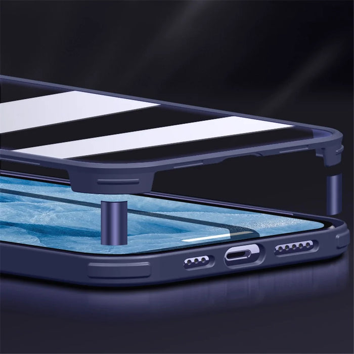 Shock Resistant Double-sided Tempered Glass Phone Case Phone Covering with TPU Edge for iPhone 13 Pro Max 6.7 inch - Black - 6