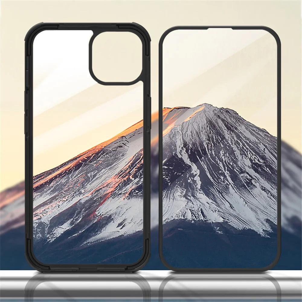 Hard Double-sided Tempered Glass Phone Case Full Protection Phone Covering with TPU Edge for iPhone 13 mini 5.4 inch - Black - 3