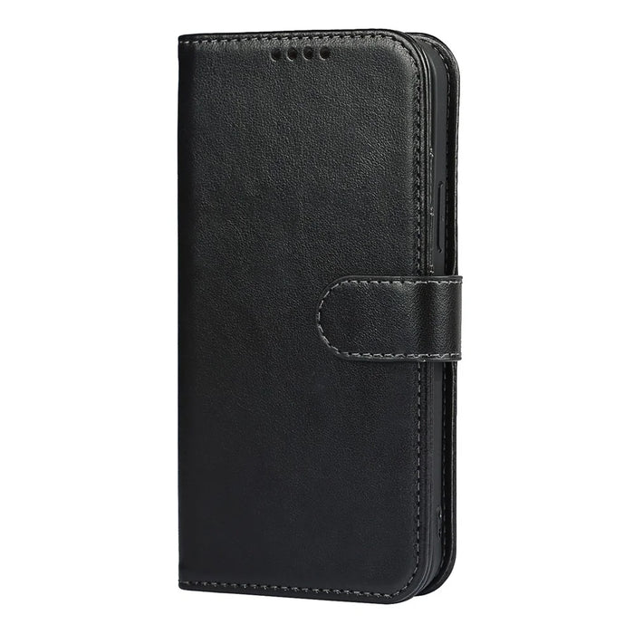 Drop-Proof R61 Texture Felled Seam PU Leather Wallet Cover Horizontal Stand Shell for iPhone 13 6.1 inch - Black - 2