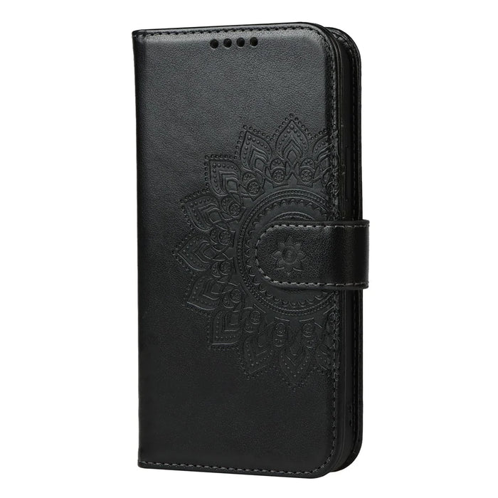 Pattern Imprinting Felled Seam Design R61 Texture PU Leather Wallet Phone Cover Shell for iPhone 13 mini 5.4 inch - Black - 2