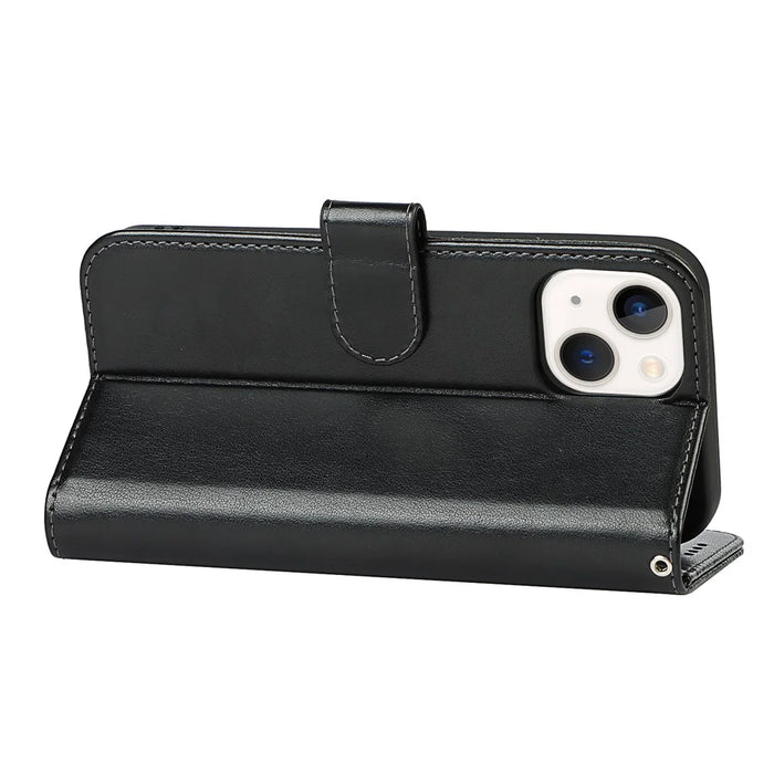 Pattern Imprinting Felled Seam Design R61 Texture PU Leather Wallet Phone Cover Shell for iPhone 13 mini 5.4 inch - Black - 6