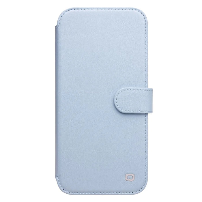 QIALINO Business Style Genuine Cowhide Leather Phone Case Cover with Wallet Design for iPhone 13 6.1 inch - Blue - 5