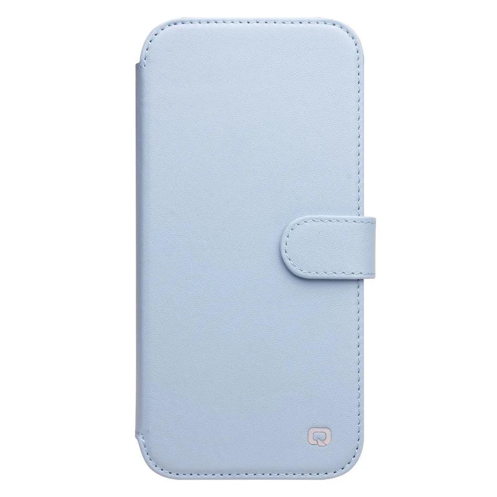 QIALINO Genuine Cowhide Leather Wallet Protective Phone Case Cover for iPhone 13 mini 5.4 inch - Blue - 5