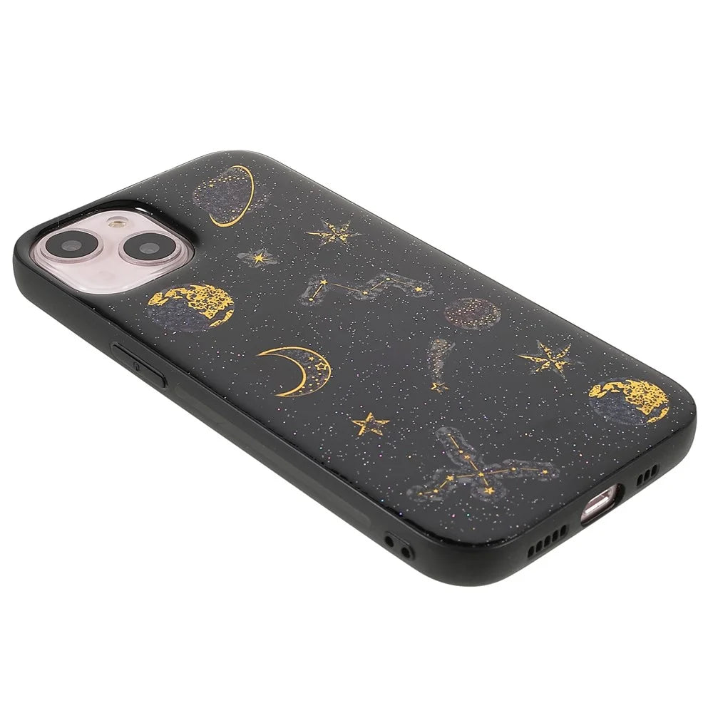 Star Planet Printing Stickers Design Well-protected Lightweight Epoxy Flexible TPU Case for iPhone 13 mini 5.4 inch - Black - 4