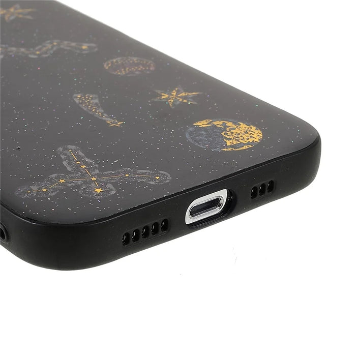 Stylish Star Planet Printing Stickers Design Anti-Scratch Epoxy Soft TPU Case for iPhone 13 Pro 6.1 inch - Black - 5