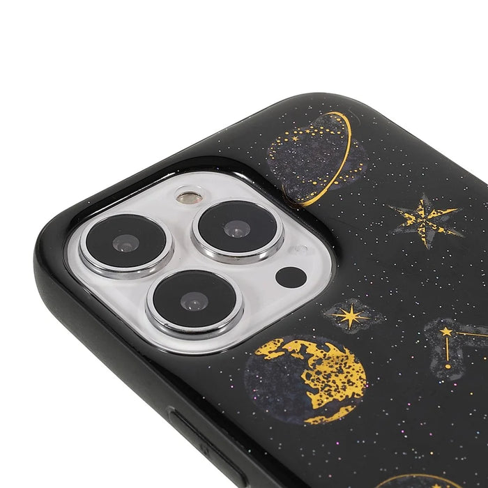 Stylish Star Planet Printing Stickers Design Anti-Scratch Epoxy Soft TPU Case for iPhone 13 Pro 6.1 inch - Black - 6
