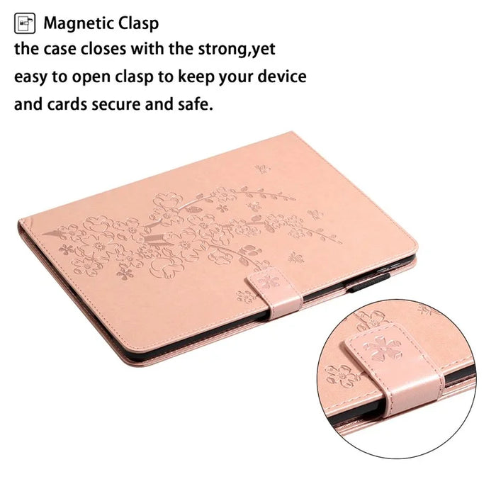 Imprinting Plum Blossom Pattern PU Leather + TPU Tablet Cover Protective Case with Stand Wallet for iPad Pro 11 (2022) /  (2021) / (2020) / (2018) - Rose Gold - 6