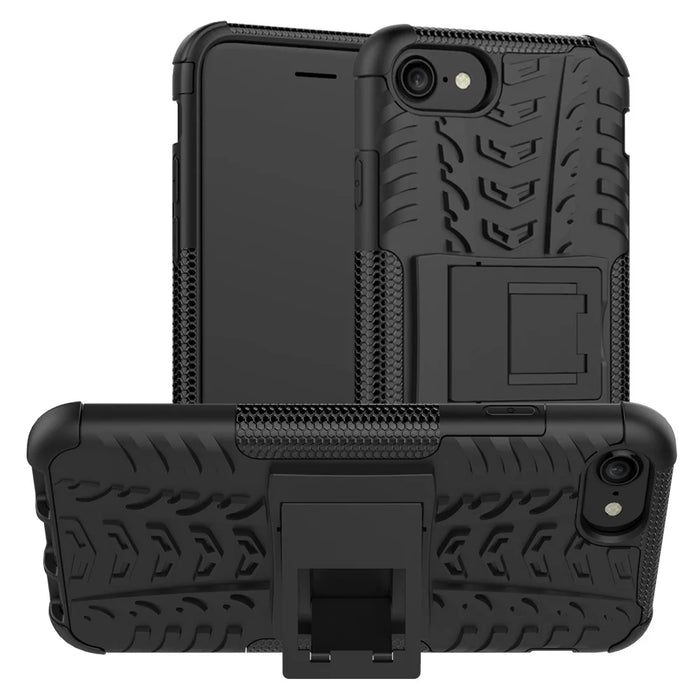 For iPhone SE (2020)/SE (2022)/8/7 4.7 inch Cool Tyre PC + TPU Hybrid Shell with Kickstand - Black - 1