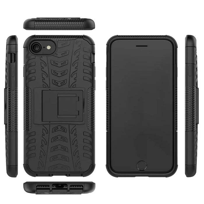 For iPhone SE (2020)/SE (2022)/8/7 4.7 inch Cool Tyre PC + TPU Hybrid Shell with Kickstand - Black - 2