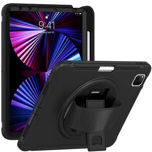 Hand Strap Case Kickstand for iPad Air 11 (2026) / (2025) / (2024) / Pro 11 (2022) / (2021) / (2020) / (2018) / Air (2020) / (2022) - Black - 1