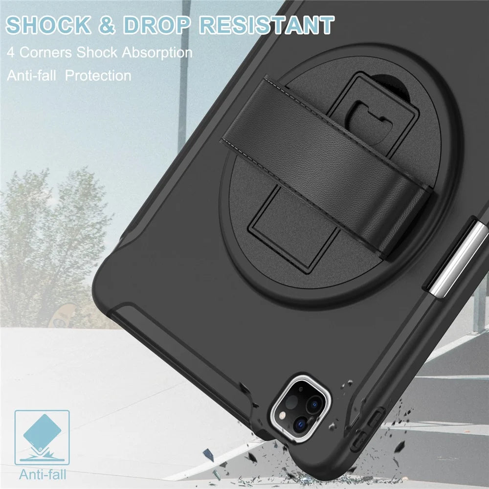 Hand Strap Case Kickstand for iPad Air 11 (2026) / (2025) / (2024) / Pro 11 (2022) / (2021) / (2020) / (2018) / Air (2020) / (2022) - Black - 3