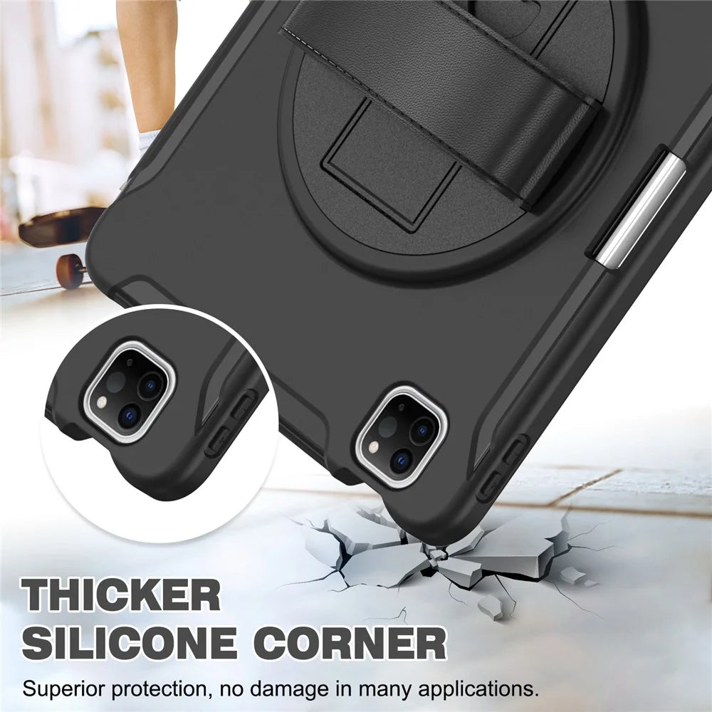 Hand Strap Case Kickstand for iPad Air 11 (2026) / (2025) / (2024) / Pro 11 (2022) / (2021) / (2020) / (2018) / Air (2020) / (2022) - Black - 4