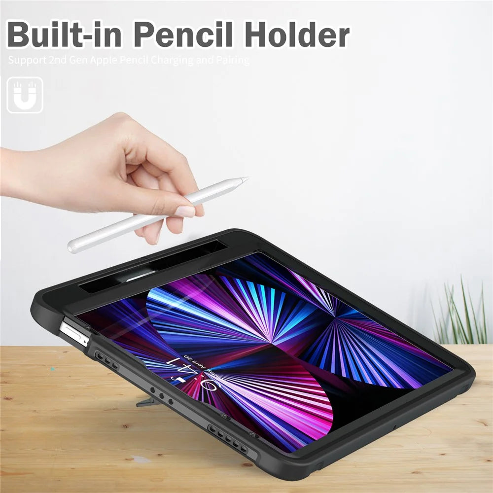 Hand Strap Case Kickstand for iPad Air 11 (2026) / (2025) / (2024) / Pro 11 (2022) / (2021) / (2020) / (2018) / Air (2020) / (2022) - Black - 5