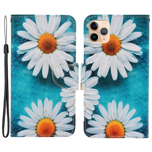 Magnetic Flip Pattern Printing Inner TPU and PU Leather Wallet Case Stand Folio Cover with Strap for iPhone 11 Pro 5.8 inch - Daisies - 1