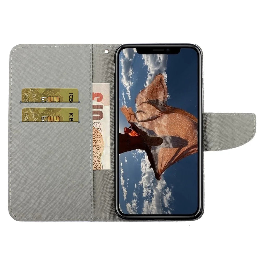Magnetic Flip Pattern Printing Inner TPU and PU Leather Wallet Case Stand Folio Cover with Strap for iPhone 11 Pro 5.8 inch - Daisies - 5