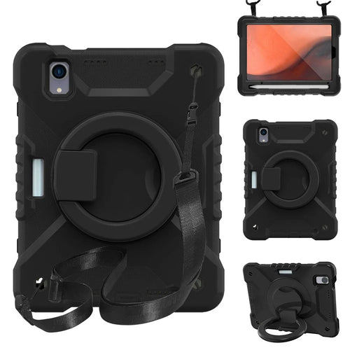 360-degree Rotating Kickstand Anti-Scratch Anti-Drop PC + Silicone Tablet Case with Shoulder Strap for iPad mini (2024) / mini (2021) - All Back - 1