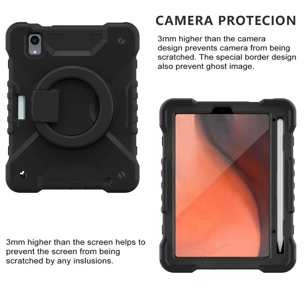 360-degree Rotating Kickstand Anti-Scratch Anti-Drop PC + Silicone Tablet Case with Shoulder Strap for iPad mini (2024) / mini (2021) - All Back - 4