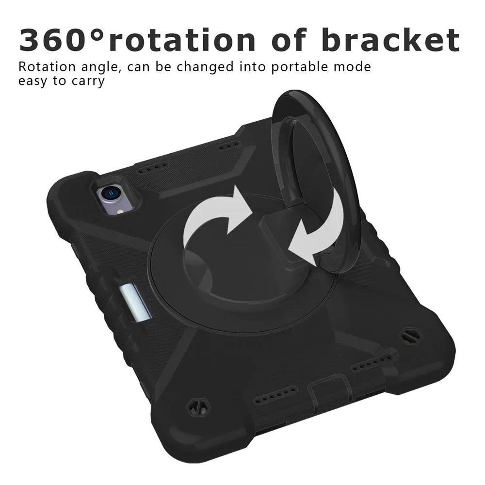 360-degree Rotating Kickstand Anti-Scratch Anti-Drop PC + Silicone Tablet Case with Shoulder Strap for iPad mini (2024) / mini (2021) - All Back - 5