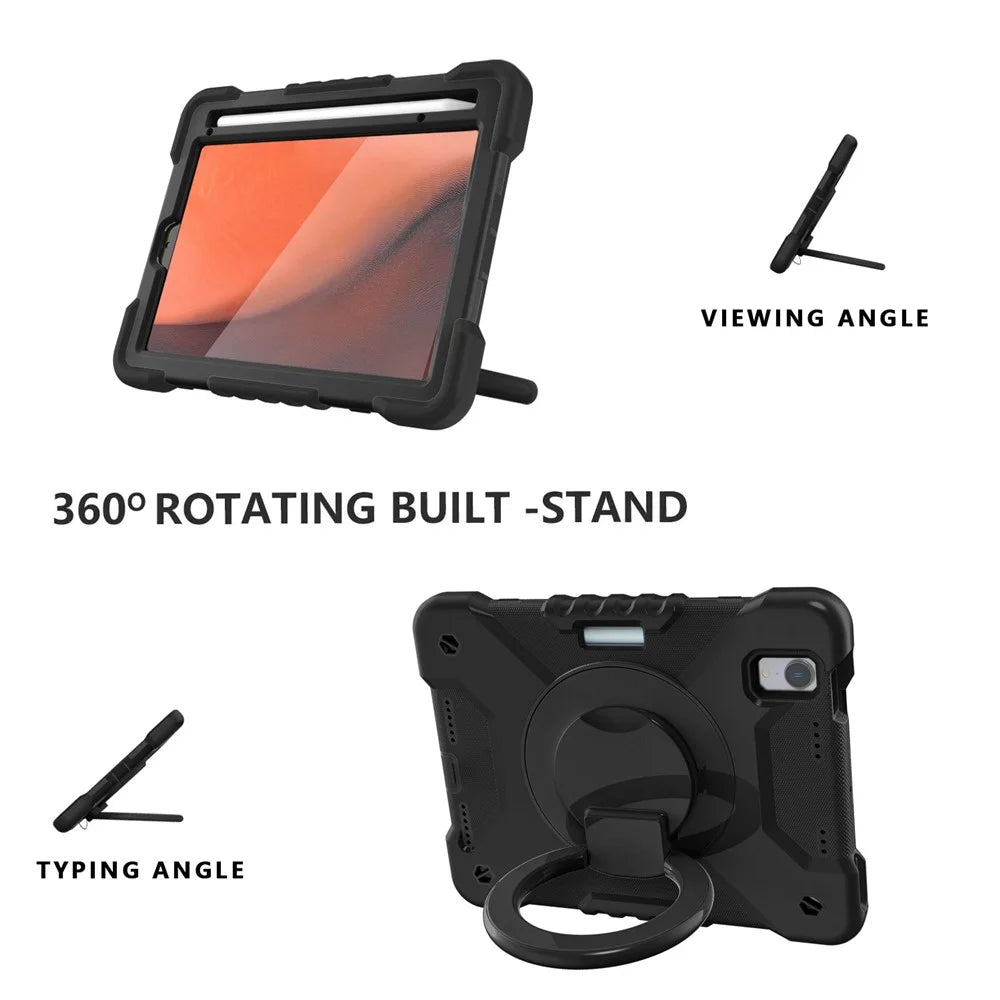 360-degree Rotating Kickstand Anti-Scratch Anti-Drop PC + Silicone Tablet Case with Shoulder Strap for iPad mini (2024) / mini (2021) - All Back - 6
