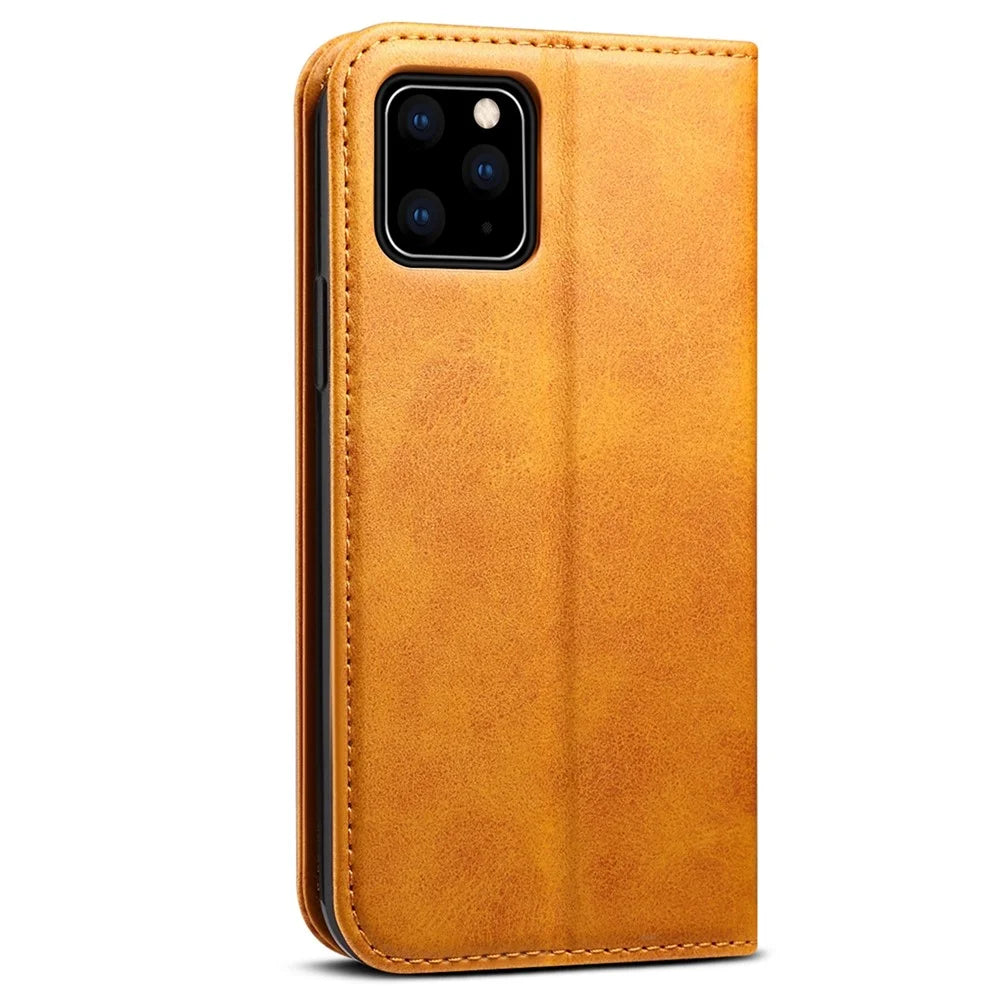 SUTENI Full Body Protection Textured Surface Magnetic Automatic Closing Wallet Leather Case with Stand for iPhone 11 Pro 5.8 inch - Khaki - 3