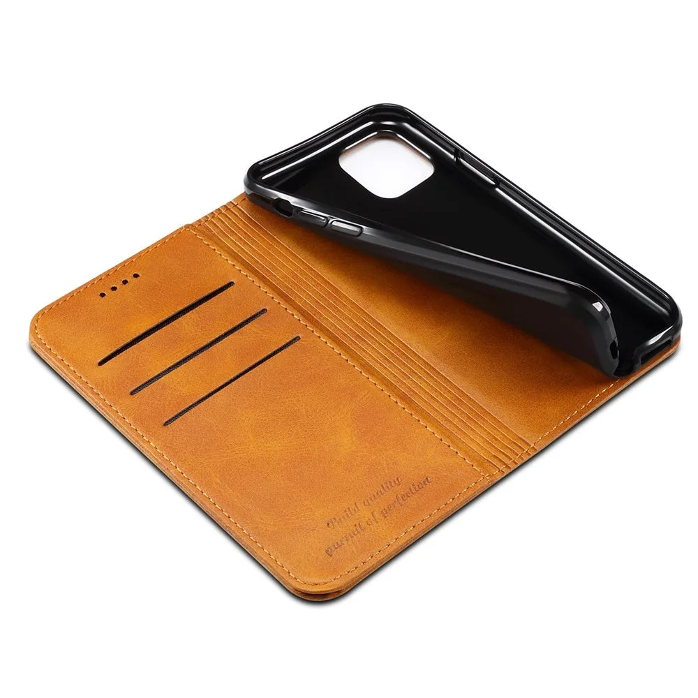 SUTENI Full Body Protection Textured Surface Magnetic Automatic Closing Wallet Leather Case with Stand for iPhone 11 Pro 5.8 inch - Khaki - 7