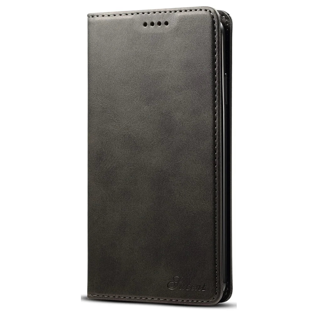 SUTENI Textured Surface Folio Flip Protective Case Wallet Magnetic Automatic Closing Leather Cover with Stand for iPhone XS Max 6.5 inch - Black - 2