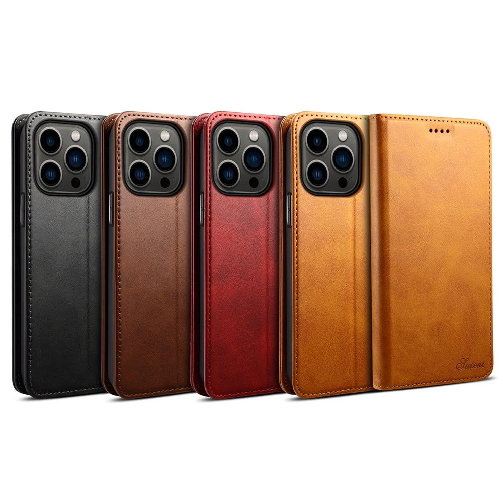 SUTENI Wallet Stand Design Anti-scratch Magnetic Automatic Closing Leather Cover + TPU Inner Case for iPhone 13 Pro Max 6.7 inch - Khaki - 7