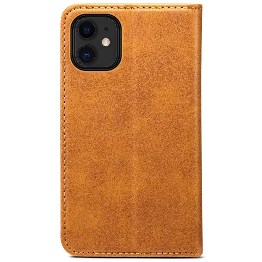 SUTENI Textured Surface All-round Protection Case Magnetic Automatic Closing Leather Case with Stand and Wallet for iPhone 12 mini 5.4 inch - Khaki - 3
