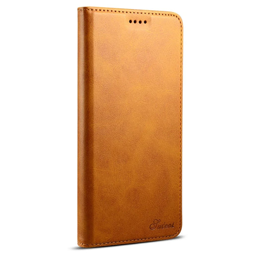 SUTENI Textured Surface Magnetic Automatic Closing Wallet Stand Design Leather Case for iPhone 12/12 Pro 6.1 inch - Khaki - 2