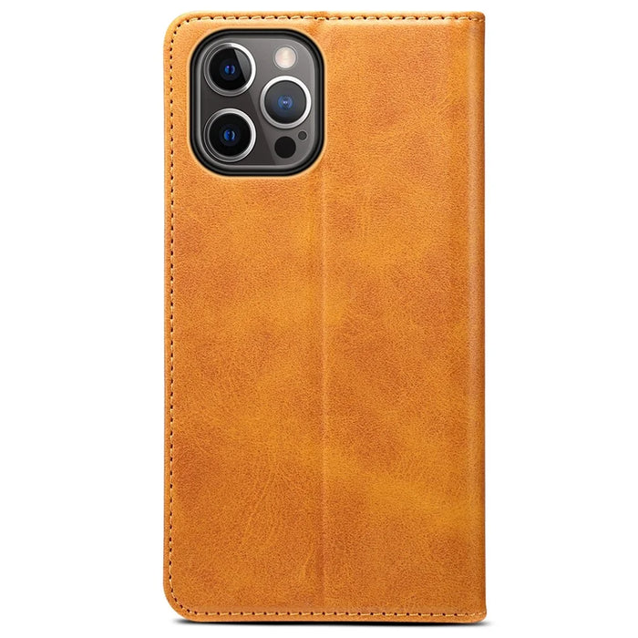 SUTENI Textured Surface Magnetic Automatic Closing Wallet Stand Design Leather Case for iPhone 12/12 Pro 6.1 inch - Khaki - 3