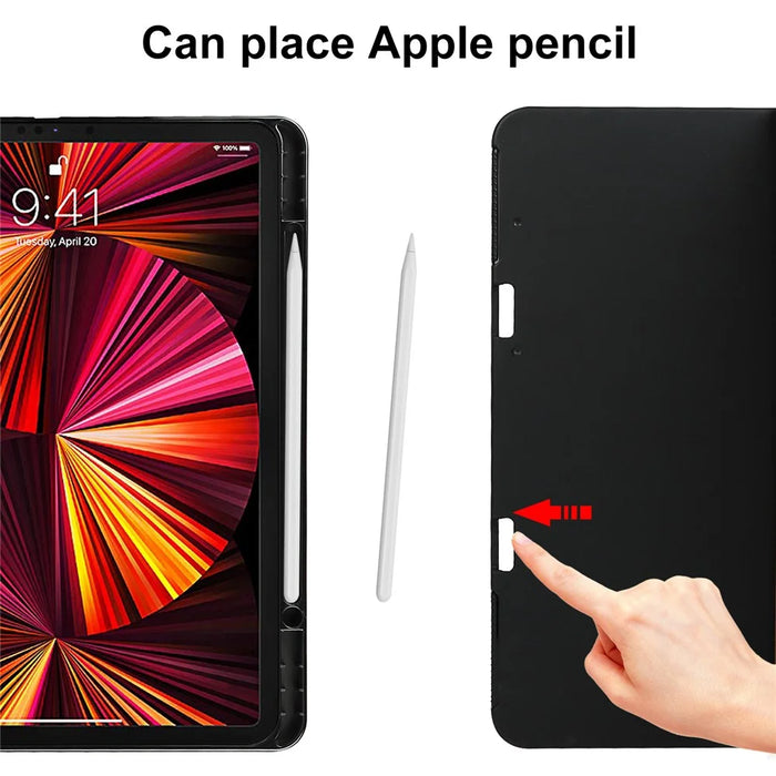 Crazy Horse Texture Wake/Sleep Function Genuine Leather Anti-fall Tablet Case with Stand for Apple iPad Pro 11-inch (2021) - Black - 6