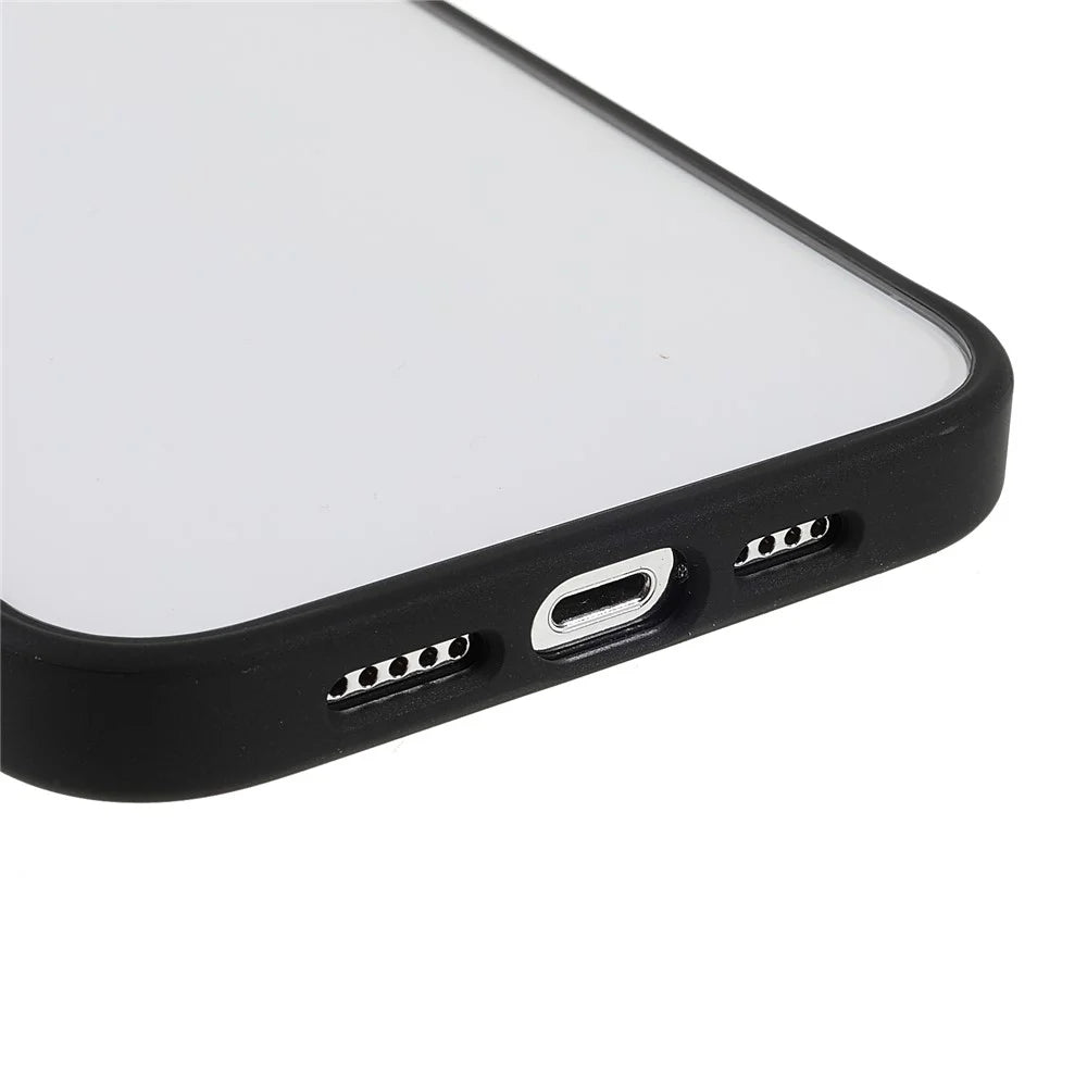Metal Camera Lens Frame Acrylic Back Cover + TPU Bumper Hybrid Phone Case for iPhone 13 Pro Max 6.7 inch - Black - 5