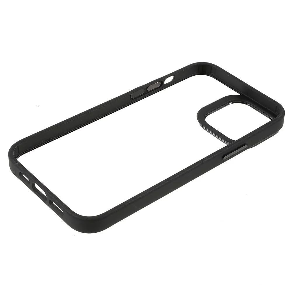 Metal Camera Lens Frame Acrylic Back Cover + TPU Bumper Hybrid Phone Case for iPhone 13 Pro Max 6.7 inch - Black - 7