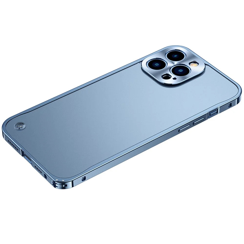 For iPhone 13 Pro 6.1 inch Anti-scratch PC + Metal Hybrid Case Matte Mobile Phone Shell - Blue - 1
