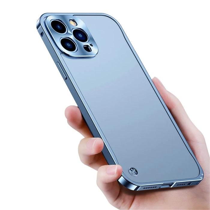 For iPhone 13 Pro 6.1 inch Anti-scratch PC + Metal Hybrid Case Matte Mobile Phone Shell - Blue - 2