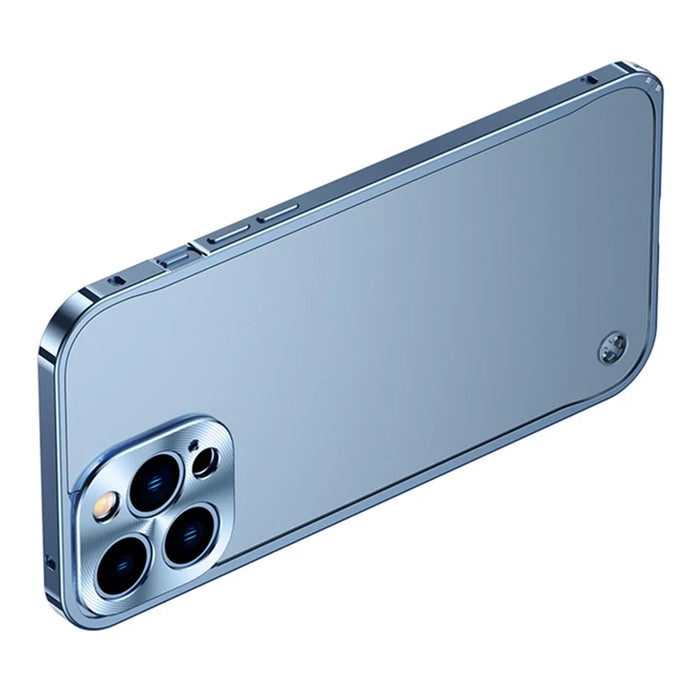 For iPhone 13 Pro 6.1 inch Anti-scratch PC + Metal Hybrid Case Matte Mobile Phone Shell - Blue - 3