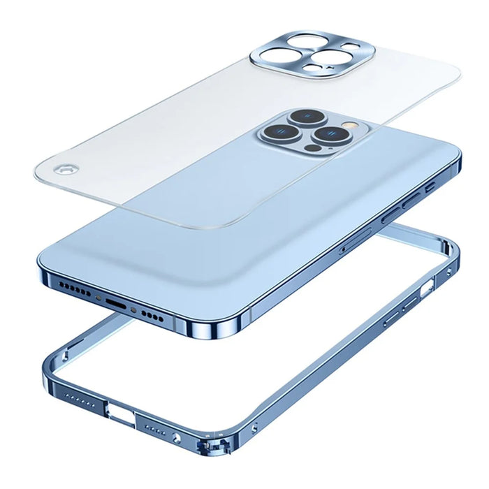 For iPhone 13 Pro 6.1 inch Anti-scratch PC + Metal Hybrid Case Matte Mobile Phone Shell - Blue - 5