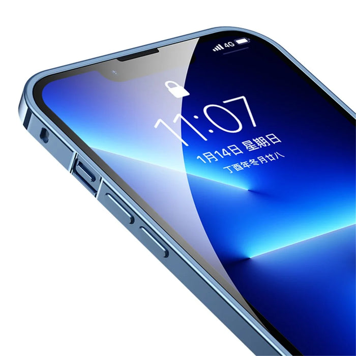 For iPhone 13 Pro 6.1 inch Anti-scratch PC + Metal Hybrid Case Matte Mobile Phone Shell - Blue - 7