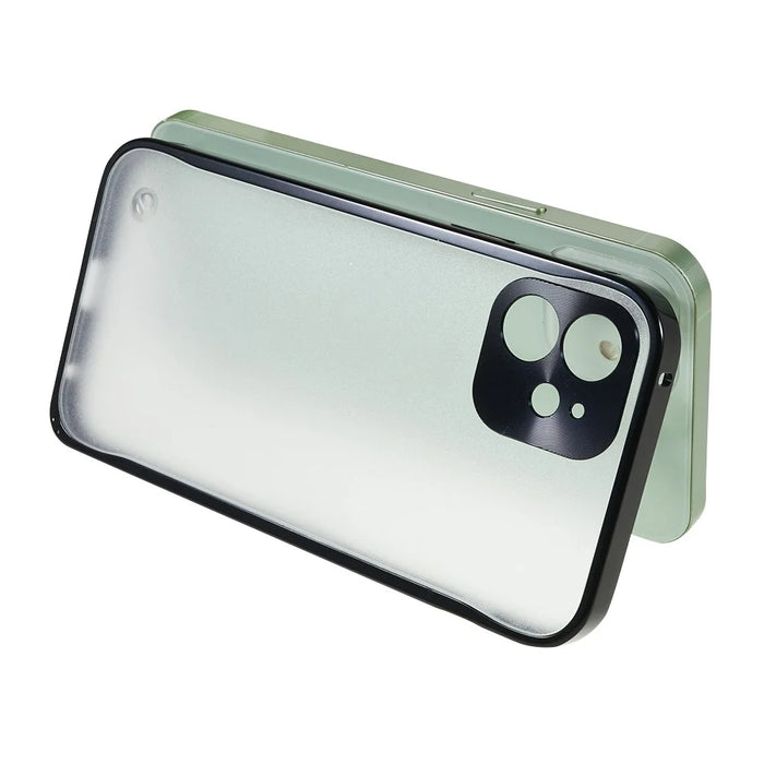 For iPhone 12 6.1 inch Drop-resistant Hard PC + Metal Matte Hybrid Phone Case Shell - Blue - 4