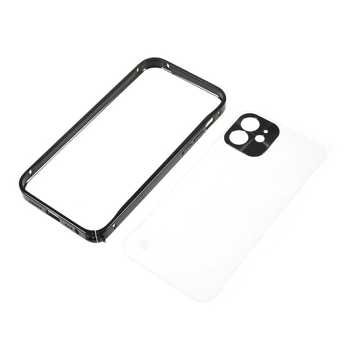 For iPhone 12 6.1 inch Drop-resistant Hard PC + Metal Matte Hybrid Phone Case Shell - Blue - 6