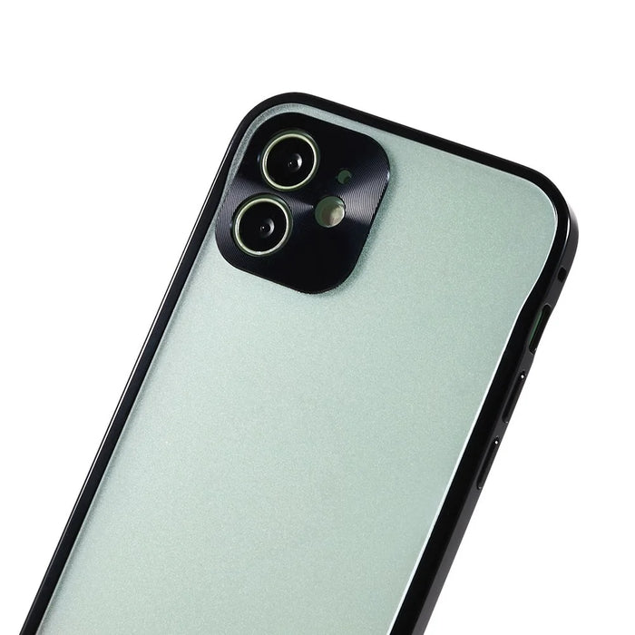 For iPhone 12 6.1 inch Drop-resistant Hard PC + Metal Matte Hybrid Phone Case Shell - Blue - 7